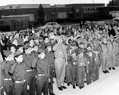 San Fernando City Hall flag presentation, 1967--Congressman James C. Corman