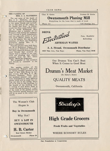 Club News, February 1929, Owensmouth Women's Club