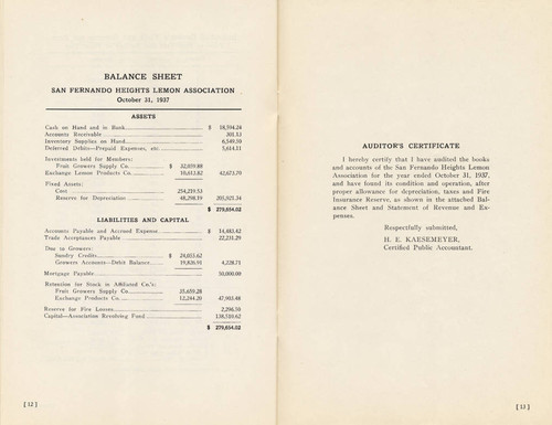 San Fernando Heights Lemon Association, 26th Annual Report, 1936-1937