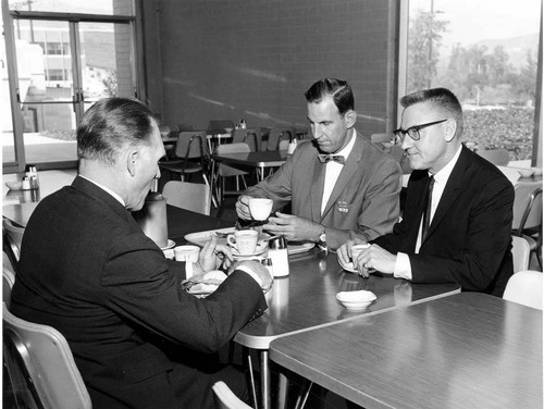 Congressman James C. Corman visiting Hughes Aircraft Company, Canoga Park, 1966