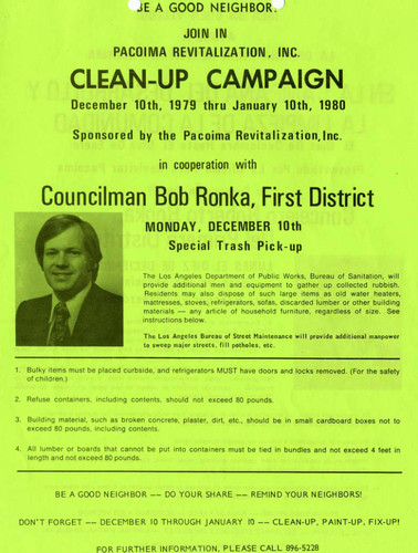 Pacoima Revitalization Clean-Up Campaign flier