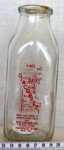 Giacopuzzi Dairy milk bottle, circa 1950s