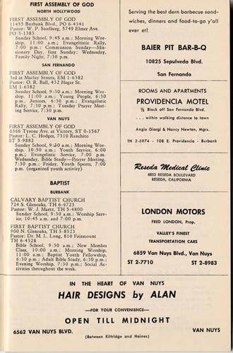 Church-Time Directory, San Fernando Valley, circa 1960s (page 4)