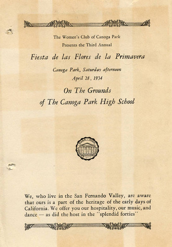 Program, Fiesta de las Flores de la Primavera, Canoga Park, 1934