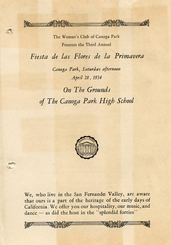 Program from Fiesta de las Flores de la Primavera, 1934