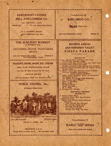 Official program for the Seventh Annual San Fernando Valley Mission Fiesta and Pageant, 1937