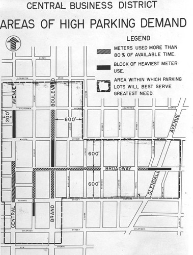 Parking issues in Glendale, 1952