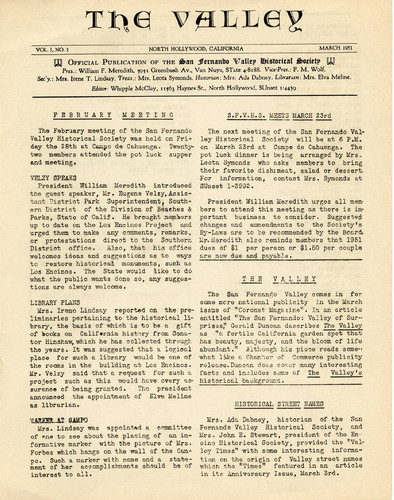 Valley Newsletter, 1951