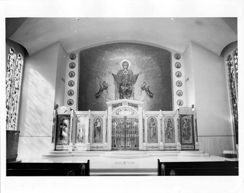 St. Nicholas Church altar and Madonna Arch, circa 1967