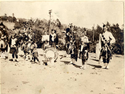 Los Angeles Scottish Pipe Band in Marian, 1918
