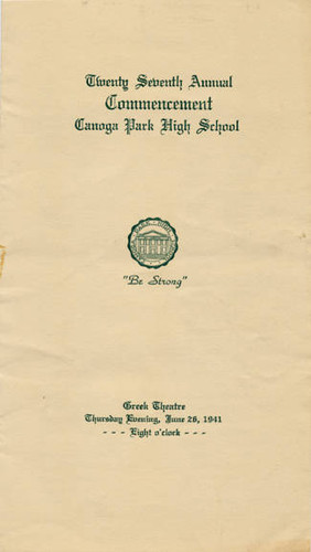 Canoga Park High School Commencement Brochure, 1941