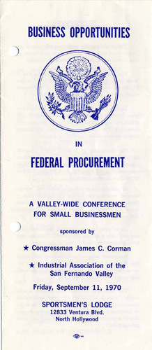 Program for conference on business opportunities in federal procurement, 1970 (front page)