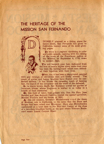 Official program for the Fiesta de le Mission San Fernando, 1931