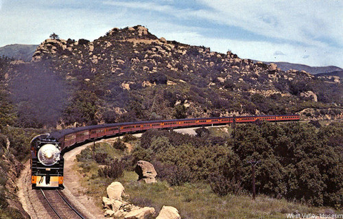 Postcard, Coast Daylight train, Southern Pacific Railroad, Chatsworth, circa 1940