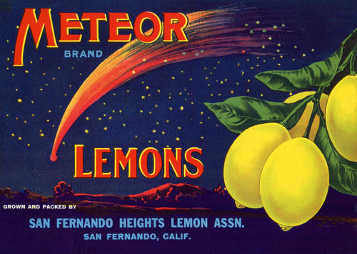 Meteor Brand Lemons crate label