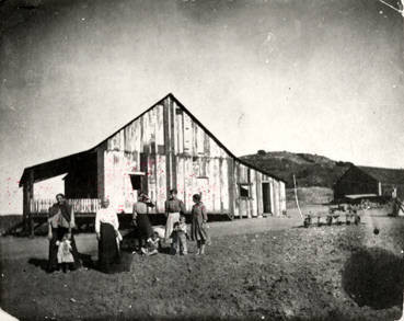 Santa Maria Ranch house and family around 1910, Topanga, Calif