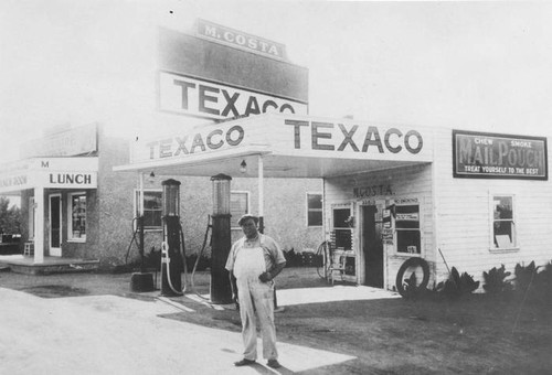 M. Costa gas station at 23513 Ventura Boulevard, circa 1920-1935