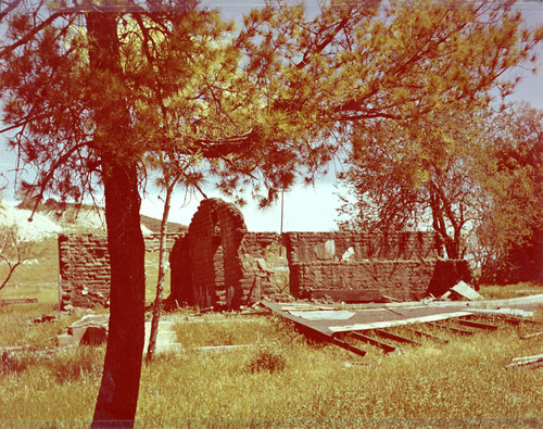 Ruins of the Rancho El Escorpion's ranch house, 1947