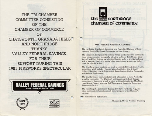 Interior, 1981 Fireworks Spectacular Program, sponsored by the Tri-Chambers of Commerce