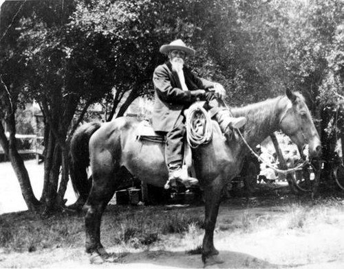 Francisco Trujillo on horseback in Topanga, circa 1910