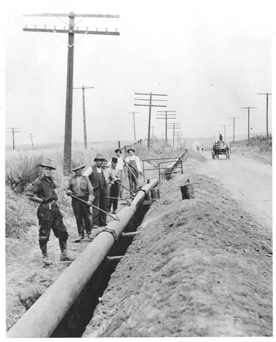 Southern California Gas Company pipeline installation, Glendale, 1910