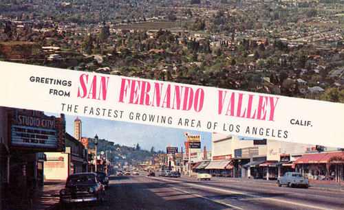 Dual cityscape views of San Fernando Valley, circa 1950s