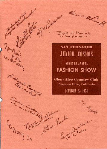 San Fernando Junior Cosmos fashion show program, 1954 (page 1)