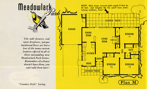 Brochure for the Ray Hommes & Co. Meadowlark Park housing development in Reseda