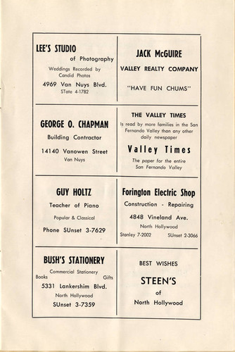 Junior Light Opera Club of the San Fernando Valley production of Rose Marie program, 1949