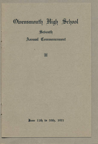 Owensmouth High School Commencement Brochure, 1921