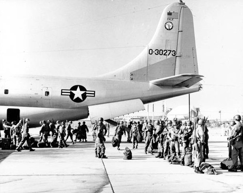 National Guard arriving at Van Nuys Airport in response to Watts Riots, 1965