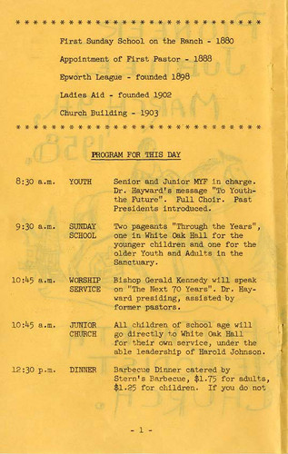 Chatsworth Methodist Church Pioneer Jubilee, 1958 (page 2)