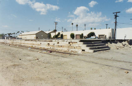 Old foundation for Southern Pacific's freight depot, 1990