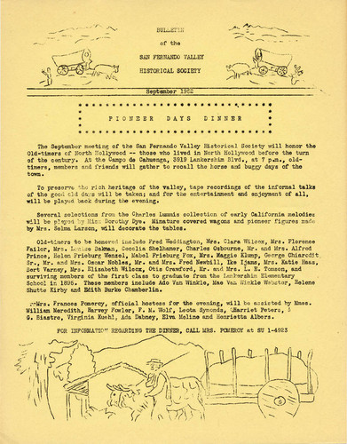 Pioneer Days Dinner, 1952