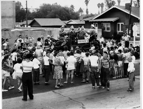 Firehouse Five band, Southern Pacific Railroad Station opening, North Hollywood, 1949
