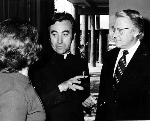 Father Valbuena and Congressman Corman at Santa Rosa Church, 1972--Congressman James C. Corman