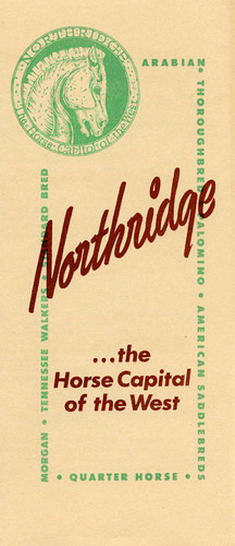 Brochure from the Northridge Chamber of Commerce promoting horse use