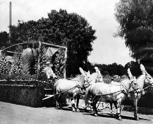 Lankershim city float for a parade. Undated