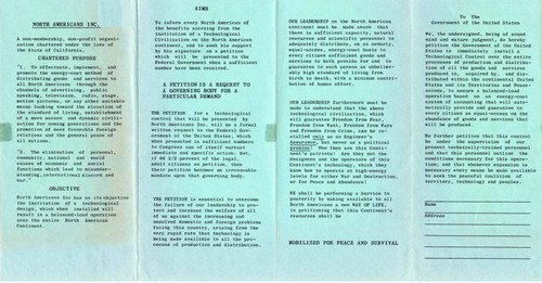 North Americans, Inc., petition brochure, North Hollywood, circa 1956