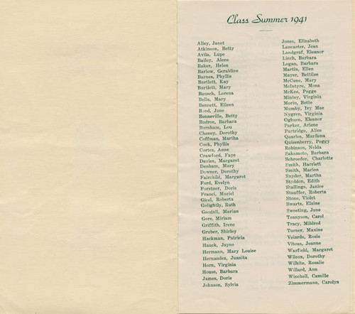 Canoga Park High School Commencement Brochure, 1941