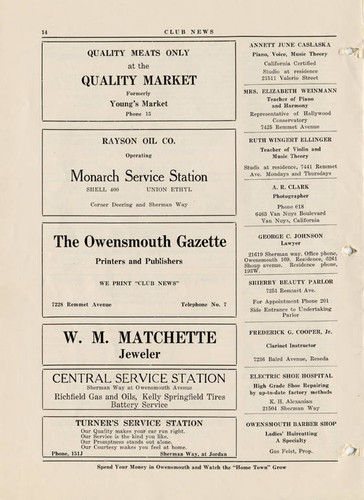 Club News, February 1929, Owensmouth Women's Club