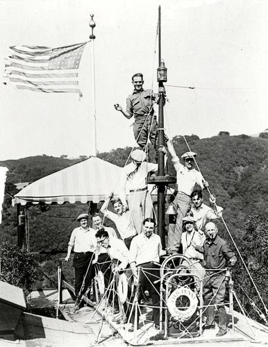 Fred Solomon on top of his Topanga House, circa 1920s