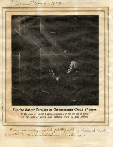 Advertisement for Sunrise Easter Services at the Greek Theater of Owensmouth, 1922