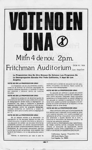 Flyer for a rally opposing California Proposition 1, Los Angeles, 1979