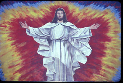 Church mural of Christ in Pacoima