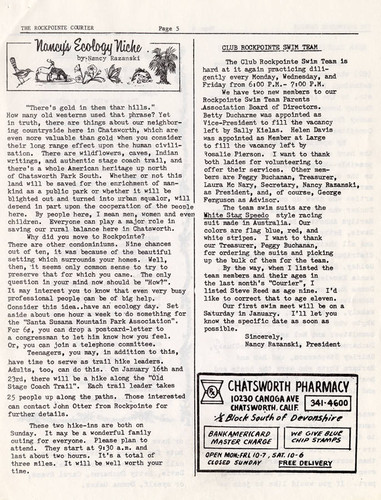 Rockpointe courier : Rockpointe homeowners' newspaper, Chatsworth, 1971