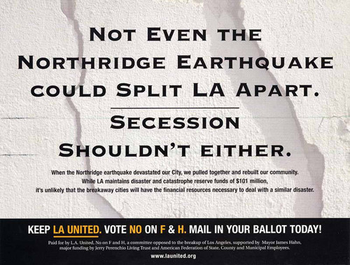Flier, No on Measure F, San Fernando Valley cityhood, San Fernando Valley, 2002