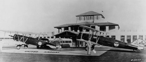 Pacific Air Transport biplanes carring the U.S. Mail, circa 1930