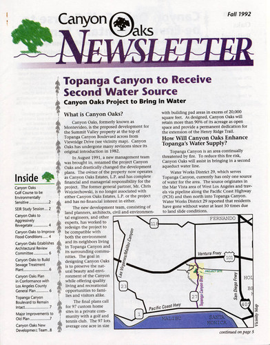 Canyon Oaks Newsletter, Fall 1992