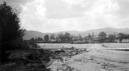 Los Angeles River flood, near what is now Universal City, 1938